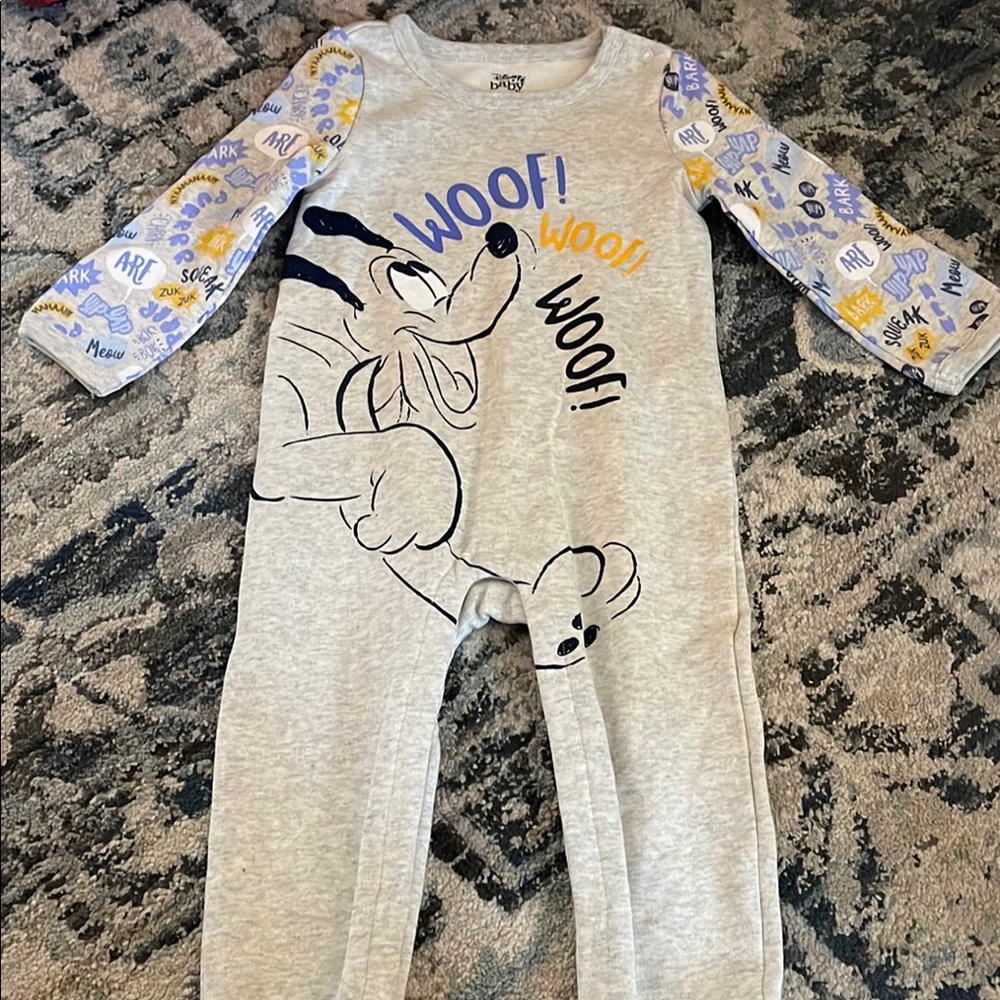 Disney Baby Gray and Blue One Piece with Pluto Design